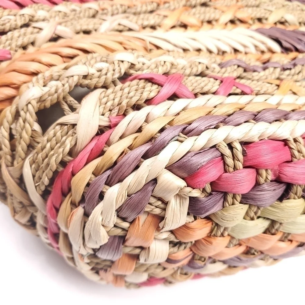 Miami Blue Multicolored Straw Beaded Hobo - Picture 6 of 13